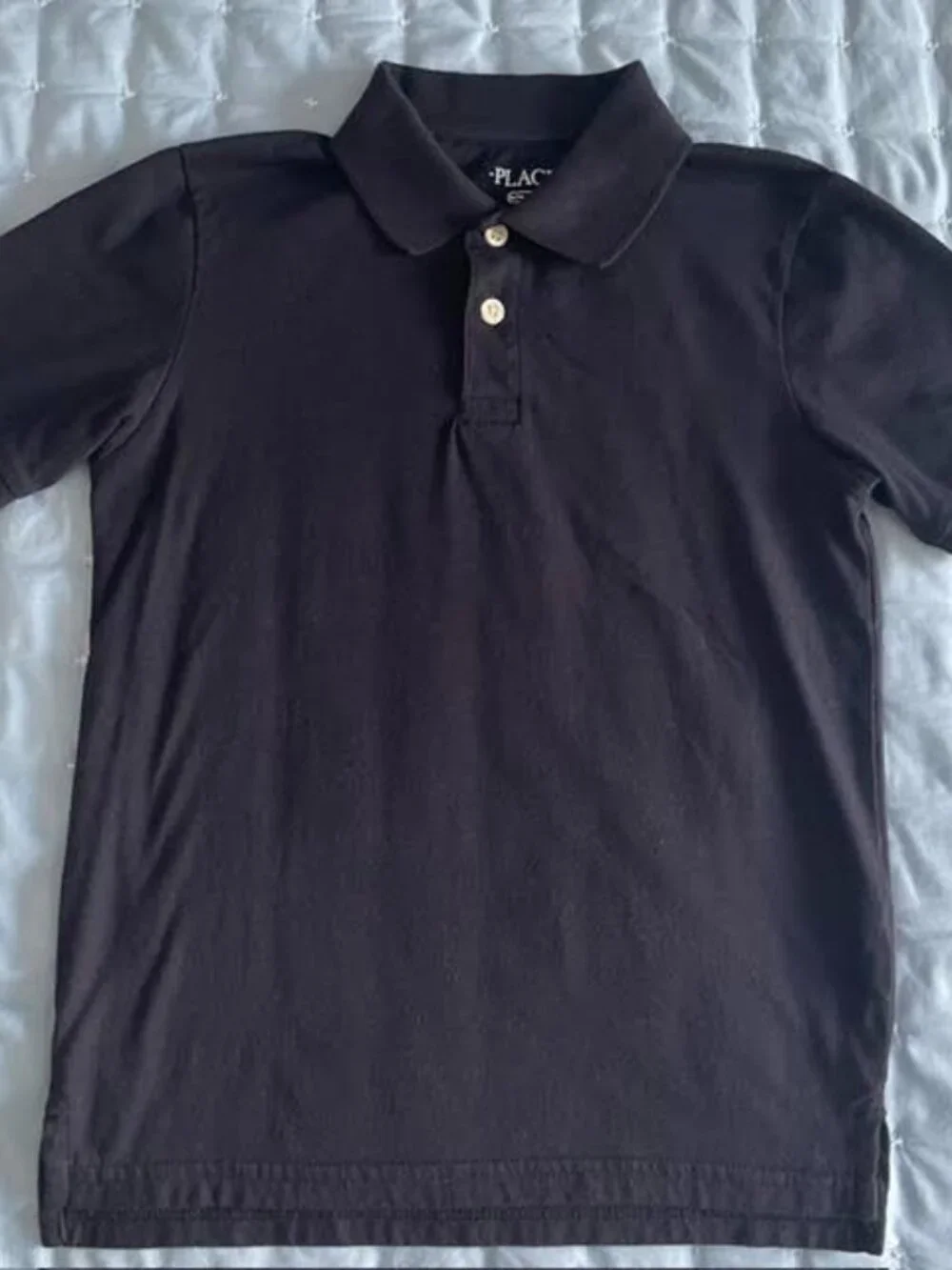 The Children's Place Boys Black Short Sleeve Polo Shirt Size M 7/8 3-Button